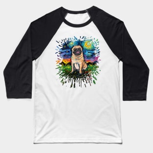 Fawn Pug Night (splash version) Baseball T-Shirt